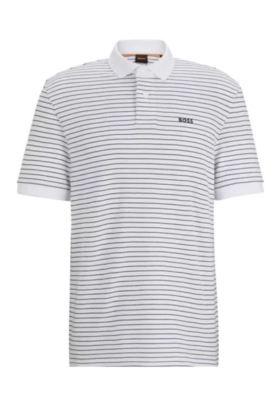 Hugo Boss Boss Polo Pales Stripe In Bianco