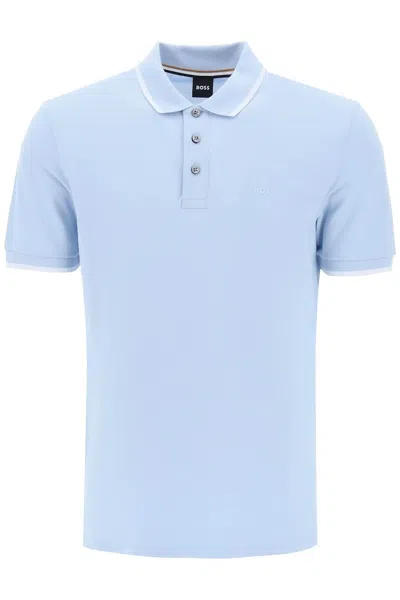 Hugo Boss Boss Polo Shirt With Contrasting Edges In Light Blue