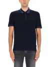Hugo Boss Boss Polo Shirt With Machined Details In Blue