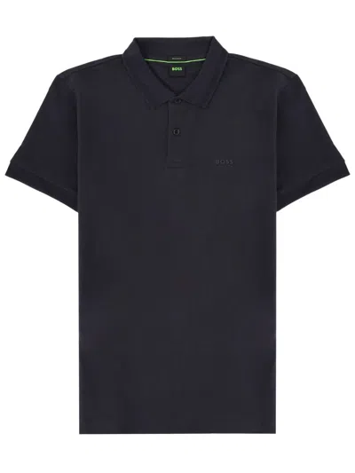 Hugo Boss Regular-fit Polo With Embroidered Logo In Blue