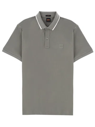 Hugo Boss Boss Polo With Logo In Gray