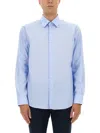 Hugo Boss Tailored Shirt With Button-down Collar And Cuff Buttons In Blue