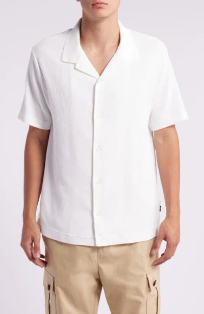 Hugo Boss Boss Powell Cotton Corduroy Camp Shirt In White