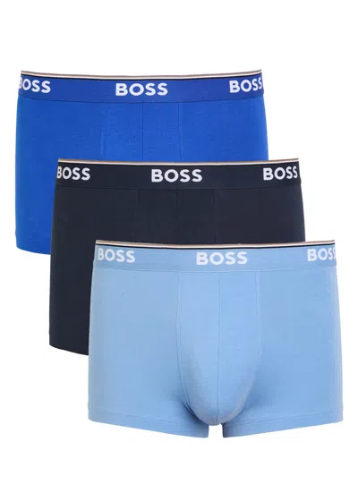 Hugo Boss Boss Power Stretch-cotton Boxer Trunks In Blue