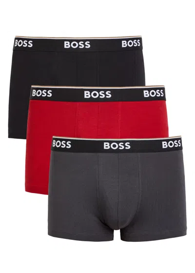 Hugo Boss Boss Power Stretch-cotton Boxer Trunks In Multi