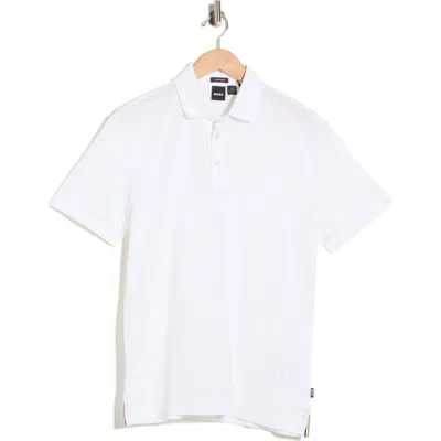Hugo Boss Boss Press Cotton & Linen Blend Polo In White