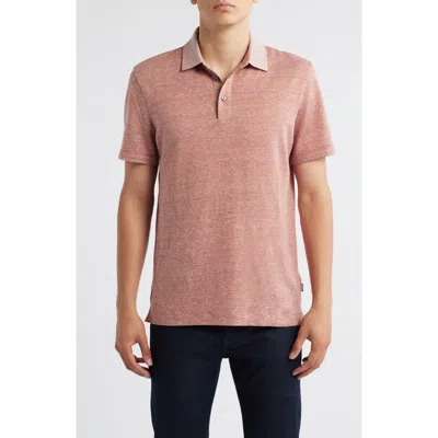 Hugo Boss Boss Press Cotton And Linen Polo In Pink