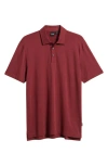 Hugo Boss Boss Press Lyocell & Cotton Polo In Dark Red