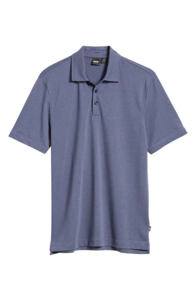 Hugo Boss Boss Press Lyocell & Cotton Polo In Navy