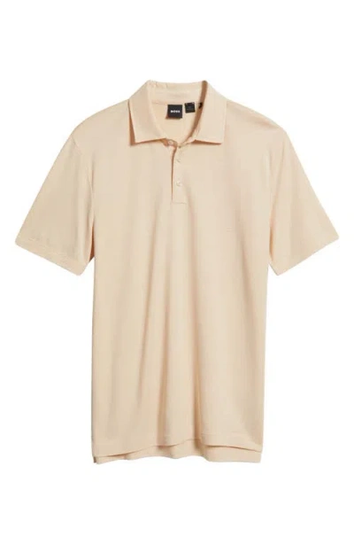 Hugo Boss Boss Press Lyocell & Cotton Polo In Open Beige