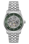 Hugo Boss Boss Principle Skeleton Automatic Bracelet Watch, 41mm In Dark Green