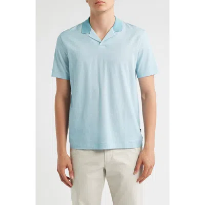Hugo Boss Boss Pye Textured Johnny Collar Polo In Blue