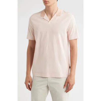 Hugo Boss Boss Pye Textured Johnny Collar Polo In Pink