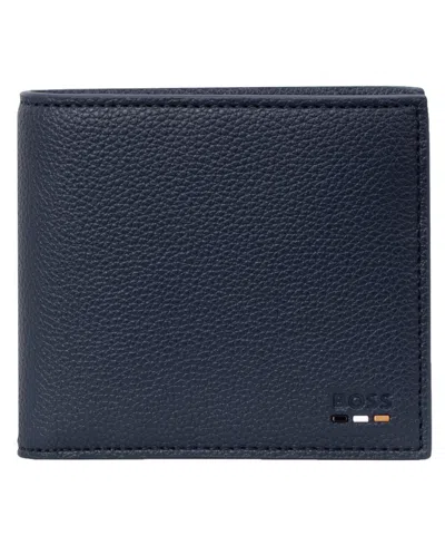 Hugo Boss Boss Ray 4cc Coin N. Bifold Faux Leather Wallet With Coin Holder In Blue