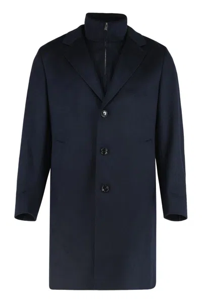 Hugo Boss Boss Regular Fit Coat In Wool And Cashmere In Multi
