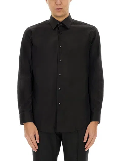 Hugo Boss Boss Regular Fit Cotton Poplin Shirt In Black