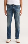 Hugo Boss Boss Regular Fit Distressed Tapered Stretch Cotton Jeans In Blue