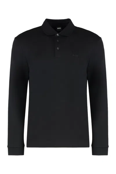 Hugo Boss Boss Regular Fit Polo Shirt In Interlock Cotton In Black ...
