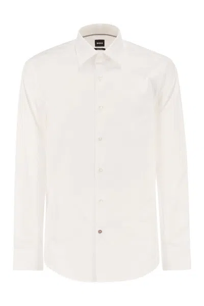 Hugo Boss Boss Men Slim Fit Shirt In Easy-iron Stretch Cotton Poplin In Neutral