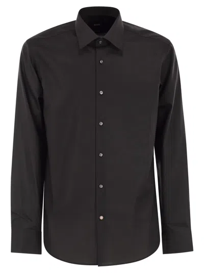 Hugo Boss Boss Men Slim Fit Shirt In Easy-iron Stretch Cotton Poplin In Black