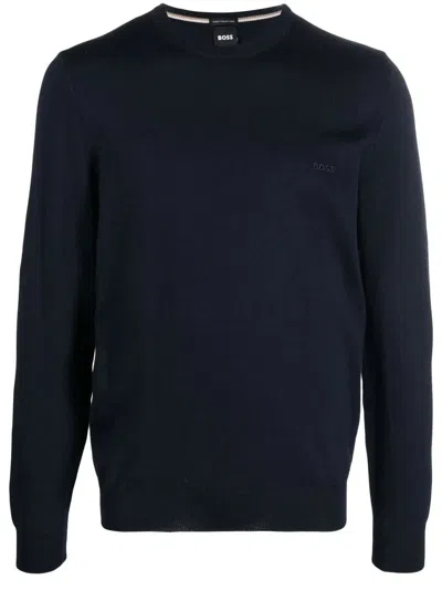 Hugo Boss Boss Regular Fit Virgin Wool Jumper With Embroidered Logo In Animal Print