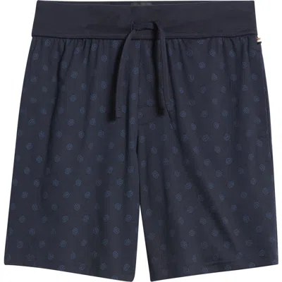 Hugo Boss Boss Relax Cotton Pajama Shorts In Dark Blue