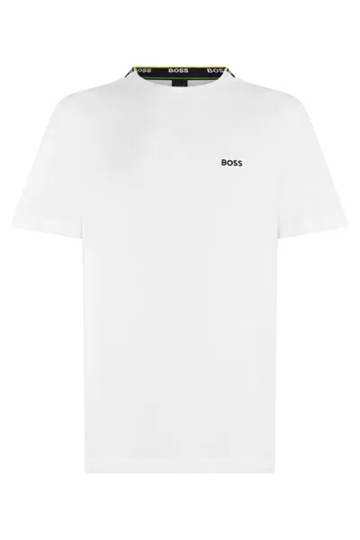 Hugo Boss Boss Relaxed-fit Cotton Crewneck T-shirt With Chest Logo In White