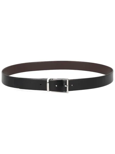 Hugo Boss Leather Buckle Belt In Black