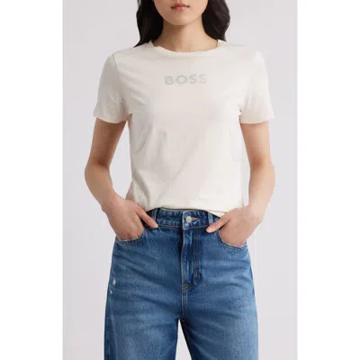Hugo Boss Boss Rhinestone Embellished Cotton Graphic T-shirt In Neutral