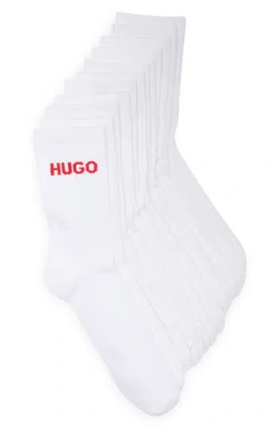 Hugo Boss Boss Rib Logo 6-pack Crew Socks In White