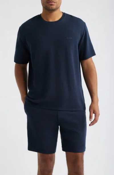 Hugo Boss Boss Rib Modal T-shirt & Pajama Shorts Set In Blue