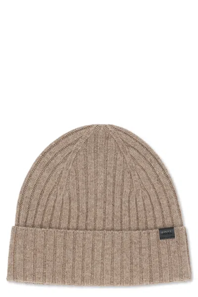 Hugo Boss Boss Ribbed Knit Beanie In Brown