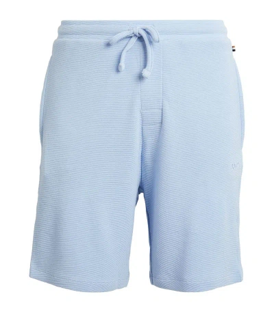 Hugo Boss Boss Ribbed Logo Shorts In Blue