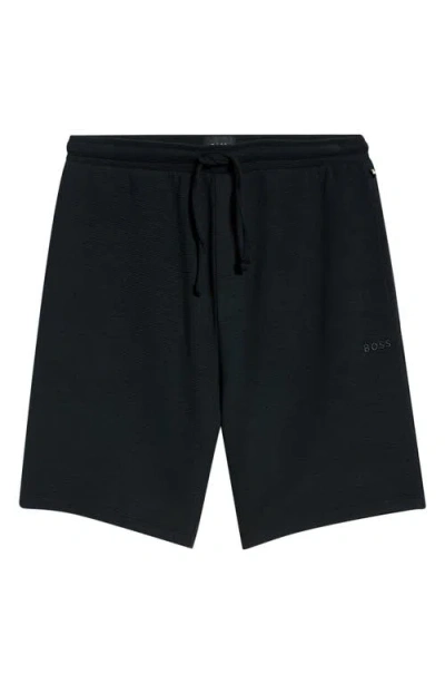 Hugo Boss Boss Ribbed Pajama Shorts In Black