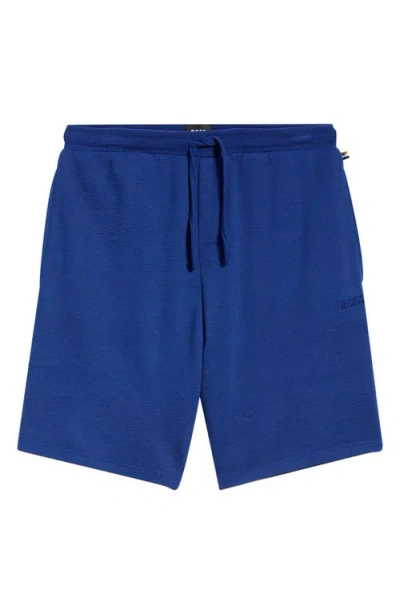 Hugo Boss Boss Ribbed Pajama Shorts In Blue
