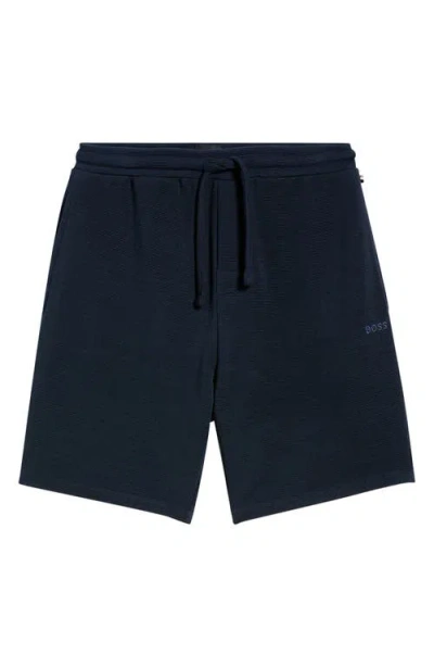 Hugo Boss Boss Ribbed Pajama Shorts In Blue