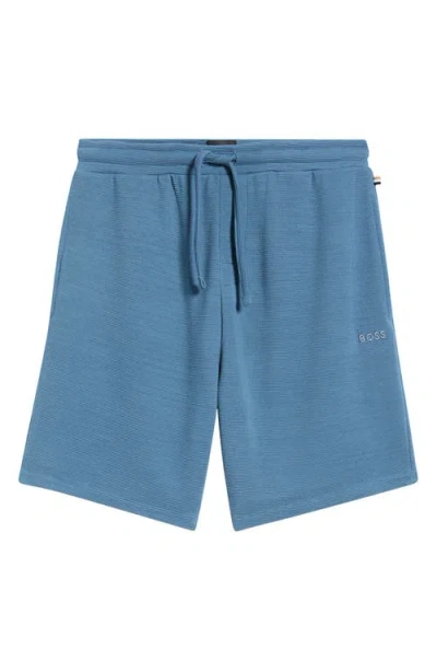 Hugo Boss Boss Ribbed Pajama Shorts In Blue