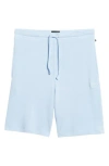 Hugo Boss Cotton-terry Regular-fit Shorts With Logo Badge In Blue