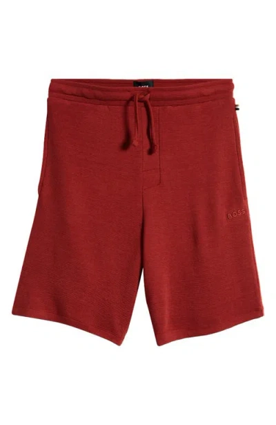 Hugo Boss Boss Ribbed Pajama Shorts In Open Brown