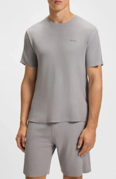 Hugo Boss Boss Ribbed Stretch Modal Pajama T-shirt In Gray