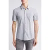 Hugo Boss Boss Roan Floral Short Sleeve Stretch Button-up Shirt In Medium Grey