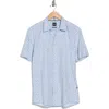 Hugo Boss Boss Roan Geo Print Short Sleeve Button-up Shirt In Blue