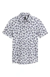 Hugo Boss Boss Roan Ken Floral Short Sleeve Button-up Shirt In Dark Blue