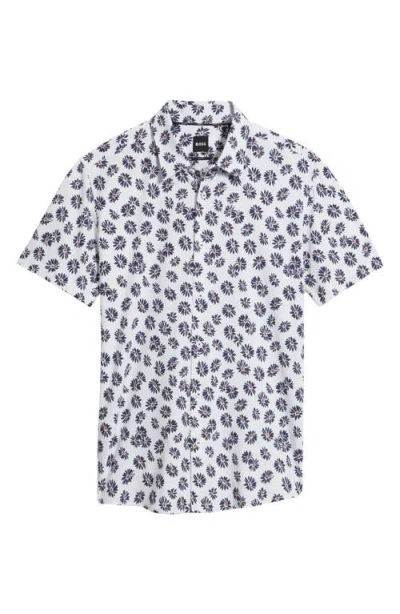 HUGO BOSS BOSS ROAN KEN FLORAL SHORT SLEEVE BUTTON-UP SHIRT