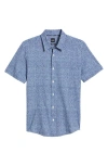 Hugo Boss Regular-fit Shirt In Printed Stretch-linen Chambray
