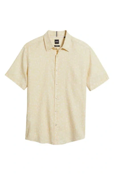 Hugo Boss Boss Roan Ken Short Sleeve Button-up Shirt In Open White