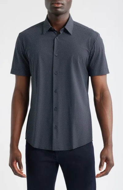 Hugo Boss Boss Roan Ken Slim Fit Short Sleeve Button-up Shirt In Brown