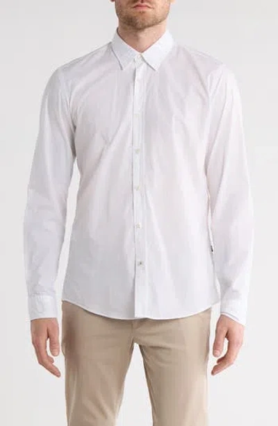 Hugo Boss Boss Roan Kent Cotton Button-up Shirt In White