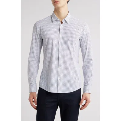 Hugo Boss Boss Roan Kent Geo Print Button-up Shirt In Navy