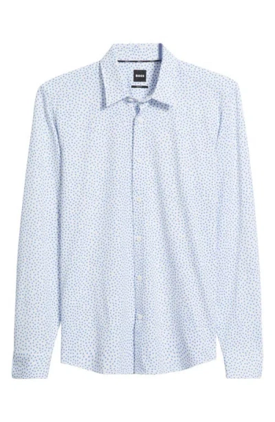Hugo Boss Slim-fit Shirt In Printed Performance-stretch Jersey In Neutral
